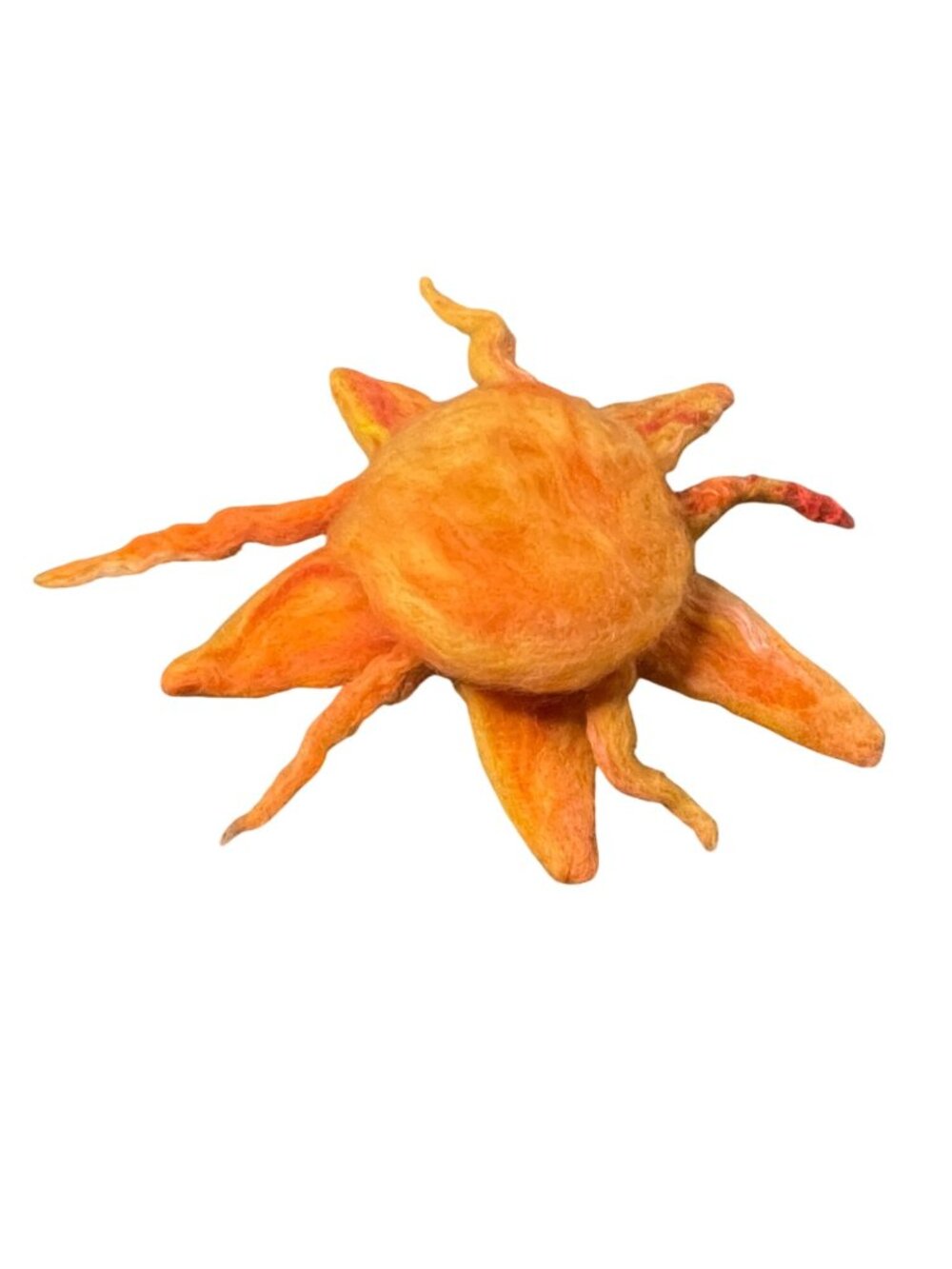 Handmade Needle-Felted Sun Plush In Vibrant Orange & Yellow Design
